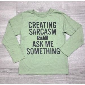 Children's Place Long Sleeve Graphic Tee | Green Kid's Size M(7/8) | Sarcastic